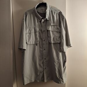 Natural Gear Men's Short Sleeve Two-tone Gray Button-Up Shirt
